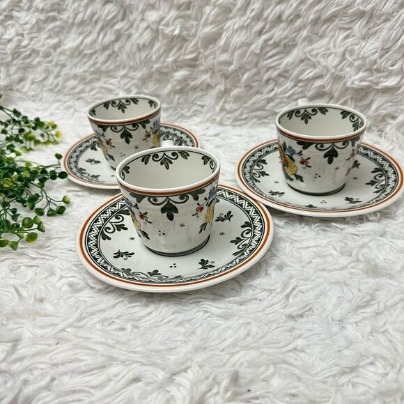 Villeroy & Boch Alt Amsterdam 3 piece Porcelain Cup & Saucer Set Rare Germany - Picture 4 of 7